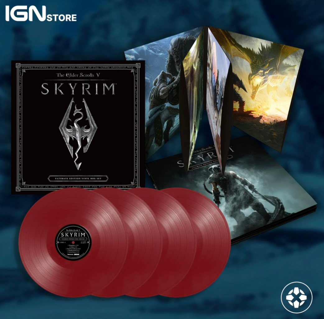 Skyrim original soundtrack vinyl box set with dragon emblem artwork